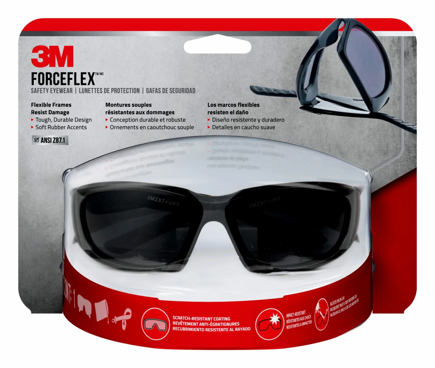 3M Eye Protection ForceFlex Plus Plastic Safety Glasses 1 3M Eye Protection ForceFlex Plus Plastic Safety Glasses
