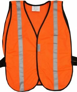 West Chester Safety Vests Adjustable Orange Polyester High Visibility Enhanced Visibility (Reflective) Safety Vest