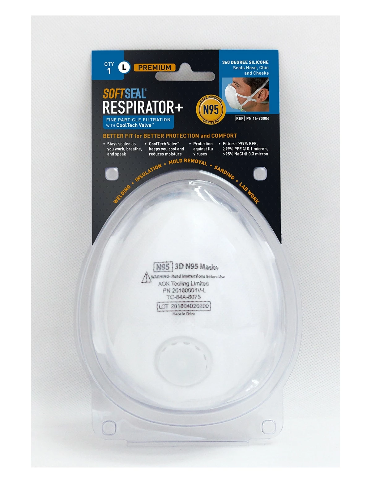 SoftSeal Respiratory Protection Off White Reusable N95 Large/X Large All-purpose Valved Safety Mask 1 SoftSeal Respiratory Protection Off White Reusable N95 Large/X Large All-purpose Valved Safety Mask