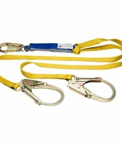 Werner Safety Accessories 6-ft DeCoil Twinleg Lanyard (DCELL Shock Pack, Snap Hook, Rebar Hook, 1in Web) Fall Protection Equipment