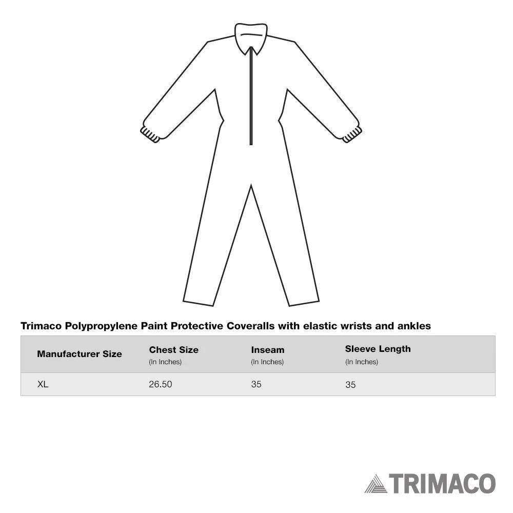 Trimaco Protective Clothing XL Polypropylene Paint Protective Coveralls 5 Trimaco Protective Clothing XL Polypropylene Paint Protective Coveralls - Image 5
