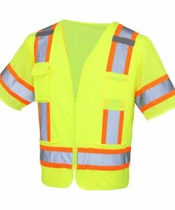 Safety Works Safety Vests One Size Fits Most Yellow Polyester High Visibility Enhanced Visibility (Reflective) Safety Vest
