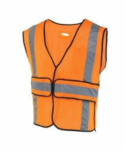Safety Works Safety Vests One Size Fits Most Orange Polyester High Visibility Enhanced Visibility (Reflective) Safety Vest