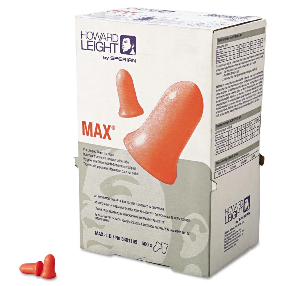 Howard Leight Hearing Protection MAX-1 D Single-Use Earplugs, Cordless, 33NRR, Coral, LS 500 Refill 2 Howard Leight Hearing Protection MAX-1 D Single-Use Earplugs, Cordless, 33NRR, Coral, LS 500 Refill - Image 2