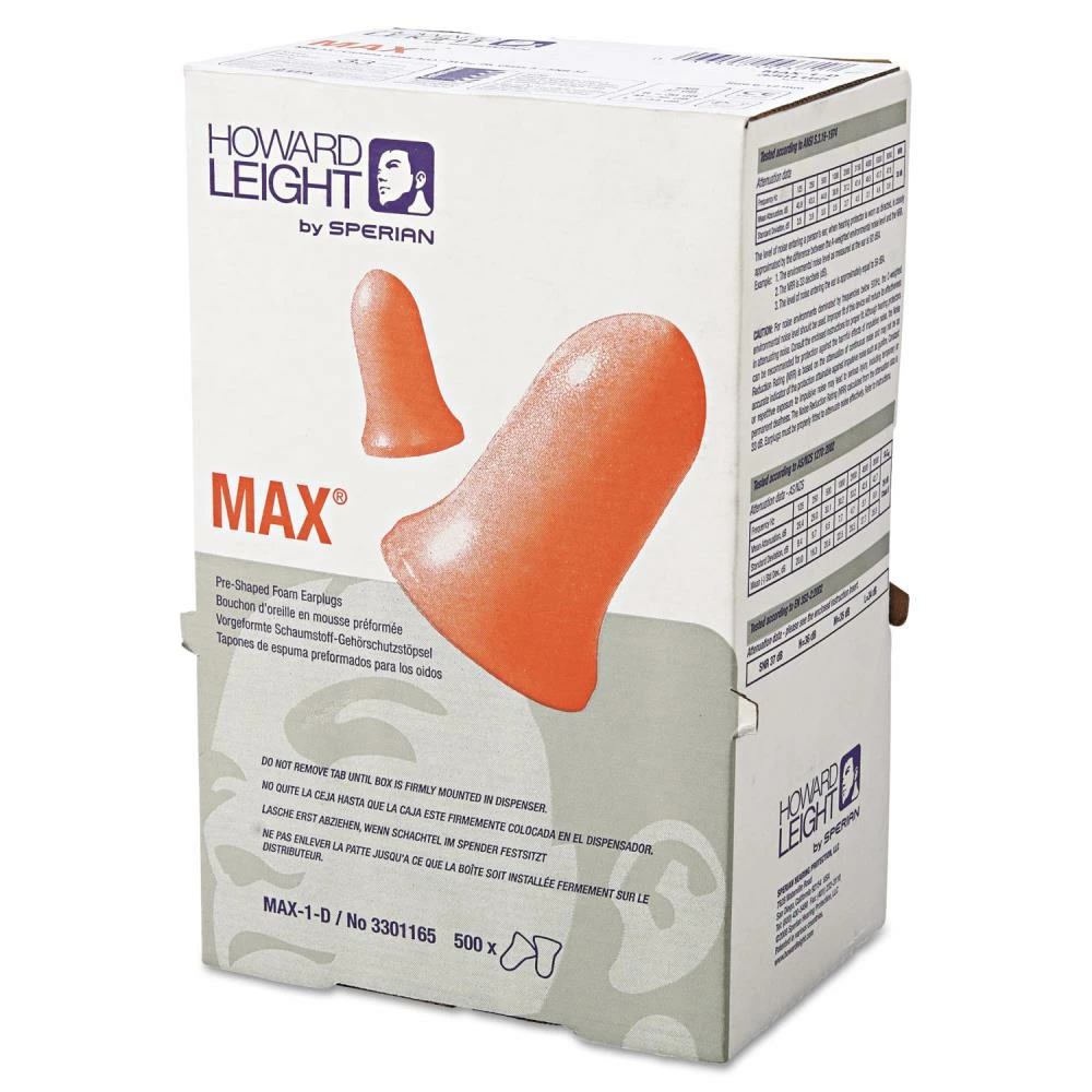 Howard Leight Hearing Protection MAX-1 D Single-Use Earplugs, Cordless, 33NRR, Coral, LS 500 Refill 1 Howard Leight Hearing Protection MAX-1 D Single-Use Earplugs, Cordless, 33NRR, Coral, LS 500 Refill