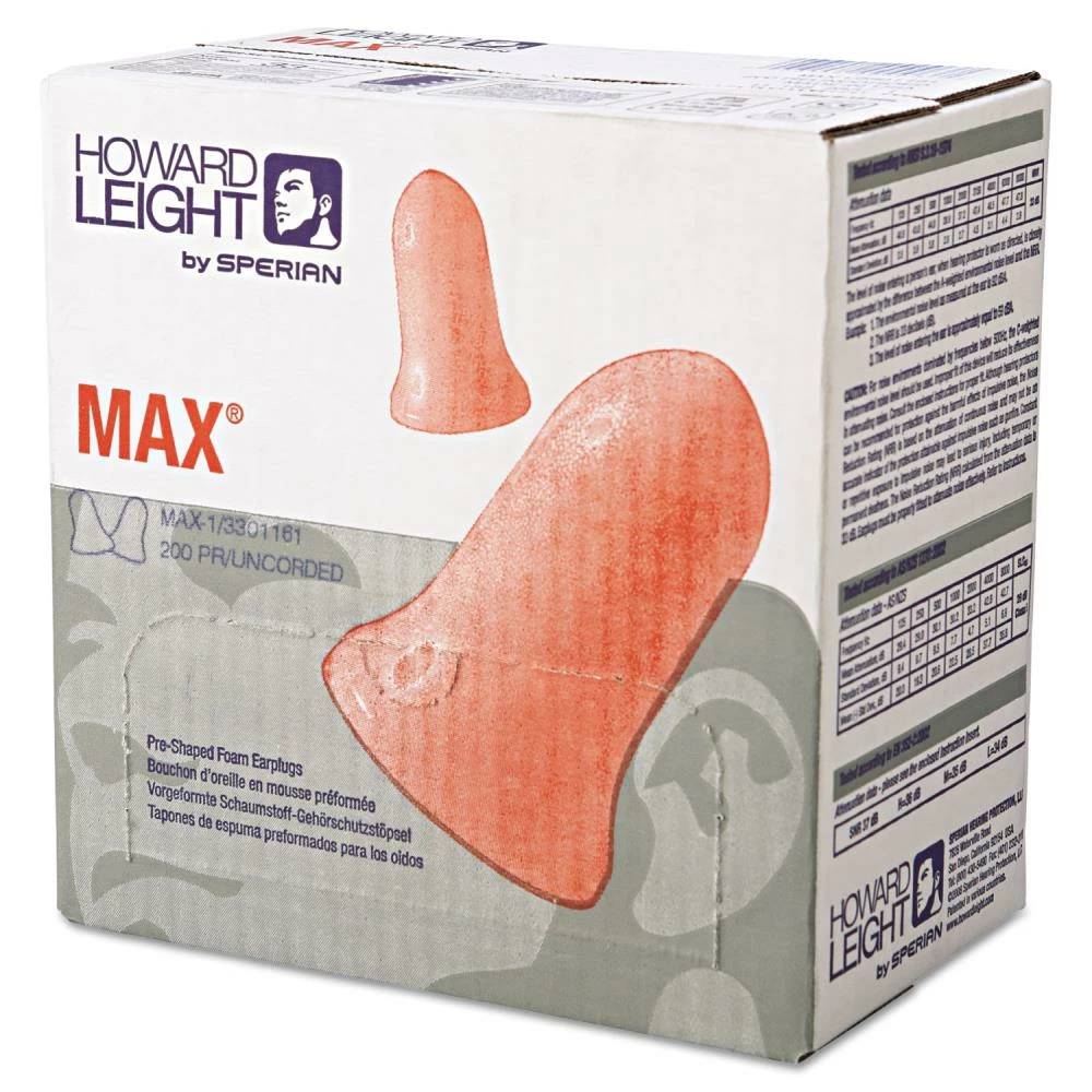 Howard Leight Hearing Protection MAX-1 Single-Use Earplugs, Cordless, 33NRR, Coral, 200 Pairs 2 Howard Leight Hearing Protection MAX-1 Single-Use Earplugs, Cordless, 33NRR, Coral, 200 Pairs - Image 2