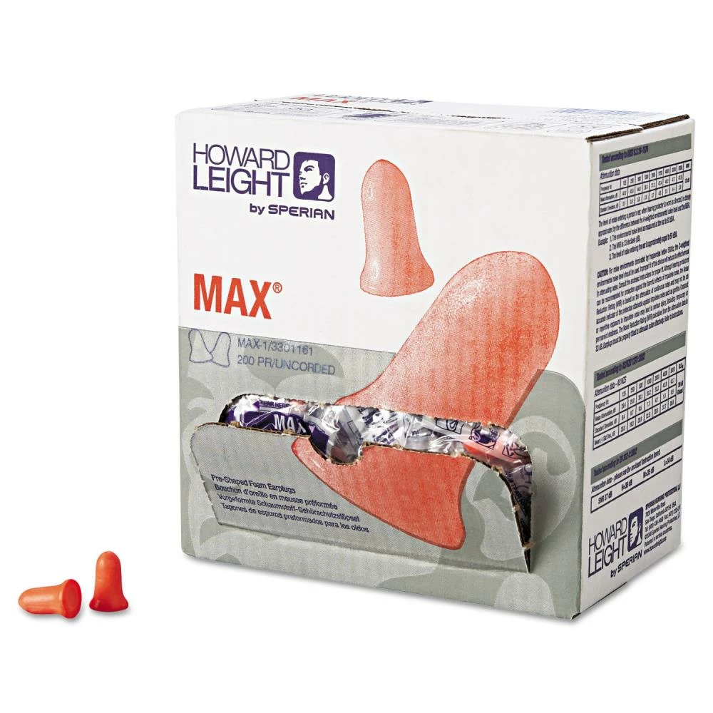 Howard Leight Hearing Protection MAX-1 Single-Use Earplugs, Cordless, 33NRR, Coral, 200 Pairs 3 Howard Leight Hearing Protection MAX-1 Single-Use Earplugs, Cordless, 33NRR, Coral, 200 Pairs - Image 3