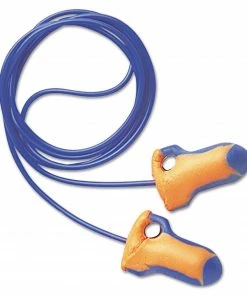 Howard Leight Hearing Protection LT-30 Laser Trak Single-Use Earplugs, Corded, 32NRR, Orange/Blue, 100 Pairs