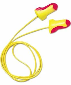 Howard Leight Hearing Protection LL-30 Laser Lite Single-Use Earplugs, Corded, 32NRR, Magenta/Yellow, 100 Pairs