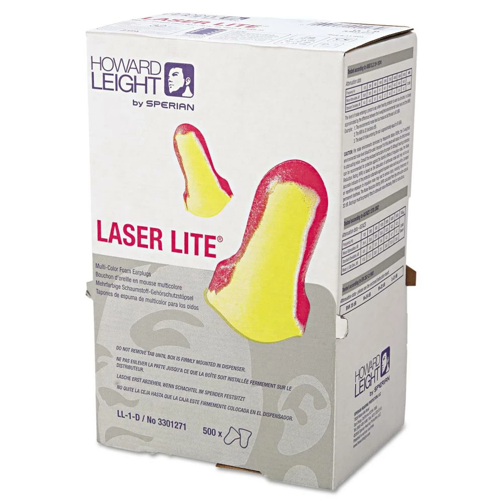 Howard Leight Hearing Protection LL-1 D Laser Lite Single-Use Earplugs, Cordless, 32NRR, MA/YW, LS500, 500 Pairs 1 Howard Leight Hearing Protection LL-1 D Laser Lite Single-Use Earplugs, Cordless, 32NRR, MA/YW, LS500, 500 Pairs