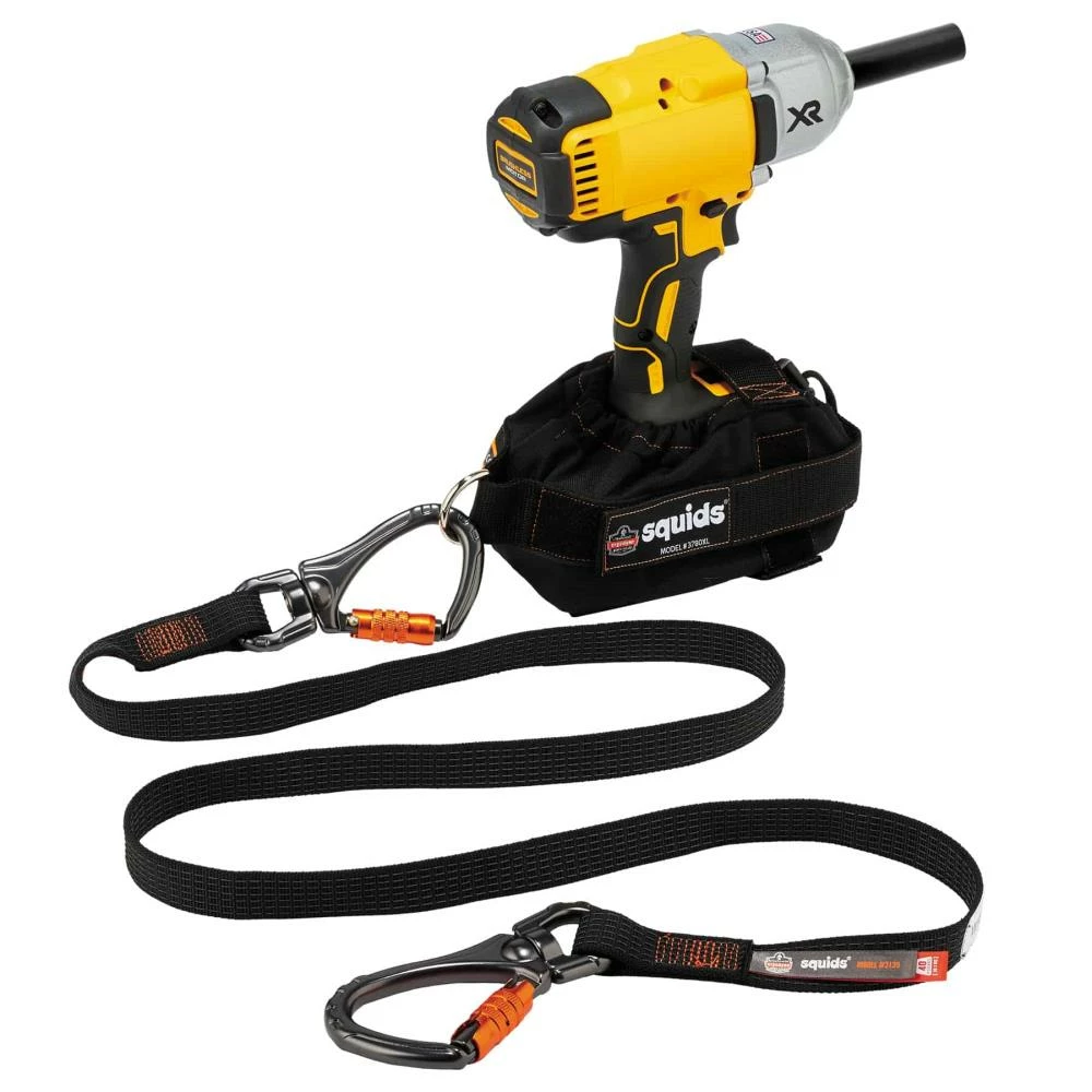 Squids Safety Accessories Ergodyne Squids 3139 Tool Lanyard Double-Locking Dual Carabiner with Swivel - 40-lbs, Black, Standard 3 Squids Safety Accessories Ergodyne Squids 3139 Tool Lanyard Double-Locking Dual Carabiner with Swivel - 40-lbs, Black, Standard - Image 3