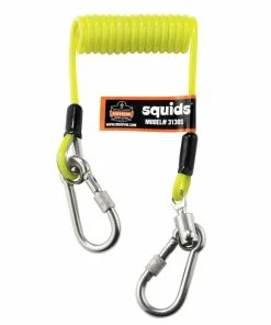 Squids Safety Accessories Ergodyne Squids 3130S Coiled Cable Lanyard-2-lbs, Lime, Standard
