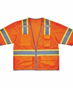 GloWear Safety Vests Small/Medium Orange Polyester High Visibility Enhanced Visibility (Reflective) Safety Vest