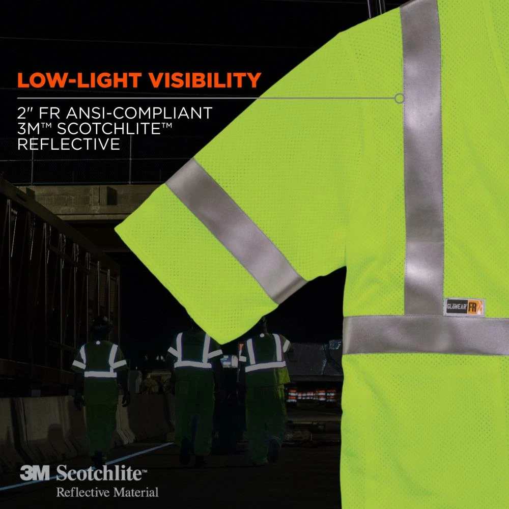 GloWear Safety Vests 4Xl/5Xl Green Modacrylic/Aramid High Visibility Enhanced Visibility (Reflective) Flame Resistant Safety Vest 3 GloWear Safety Vests 4Xl/5Xl Green Modacrylic/Aramid High Visibility Enhanced Visibility (Reflective) Flame Resistant Safety Vest - Image 3