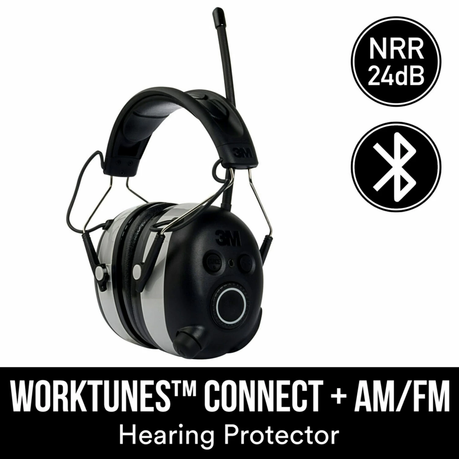 3M WorkTunes Connect + AM/FM Plastic Hearing Protection Earmuffs with with AM/FM Radio Bluetooth Compatibility 2 3M WorkTunes Connect + AM/FM Plastic Hearing Protection Earmuffs with with AM/FM Radio Bluetooth Compatibility - Image 2