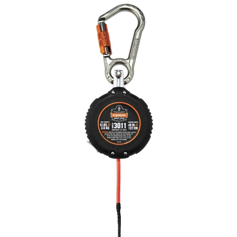 Squids Safety Accessories Ergodyne Squids 3011 Retractable Tool Lanyard with Carabiner Mount - 8-lbs, Black, Standard 2 Squids Safety Accessories Ergodyne Squids 3011 Retractable Tool Lanyard with Carabiner Mount - 8-lbs, Black, Standard - Image 2
