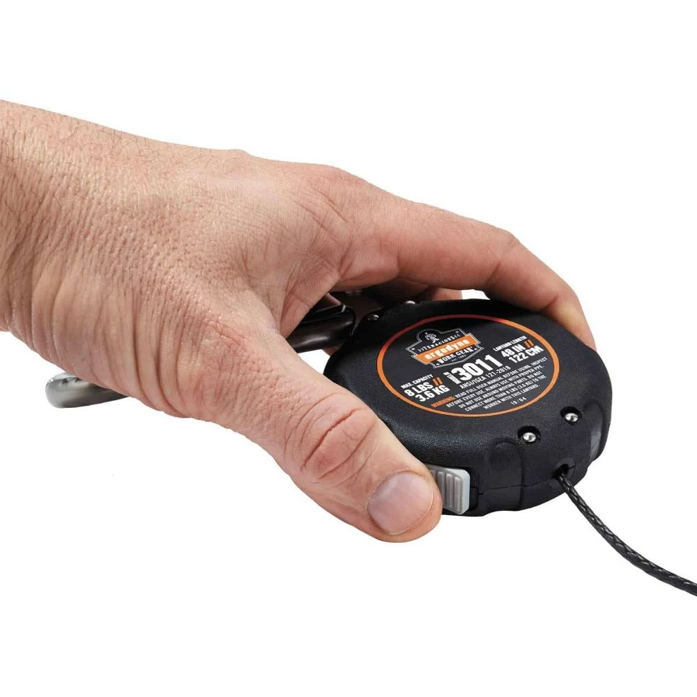 Squids Safety Accessories Ergodyne Squids 3011 Retractable Tool Lanyard with Carabiner Mount - 8-lbs, Black, Standard 4 Squids Safety Accessories Ergodyne Squids 3011 Retractable Tool Lanyard with Carabiner Mount - 8-lbs, Black, Standard - Image 4