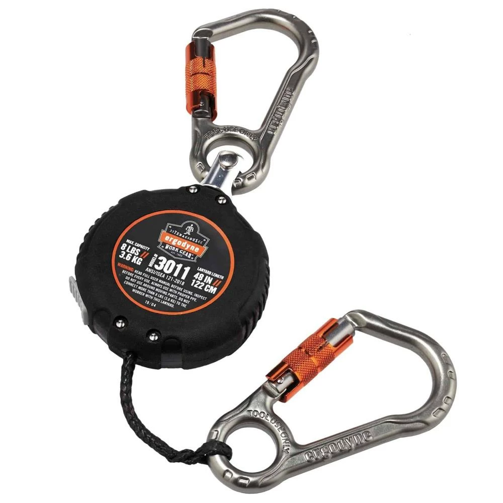 Squids Safety Accessories Ergodyne Squids 3011 Retractable Tool Lanyard with Carabiner Mount - 8-lbs, Black, Standard 6 Squids Safety Accessories Ergodyne Squids 3011 Retractable Tool Lanyard with Carabiner Mount - 8-lbs, Black, Standard - Image 6