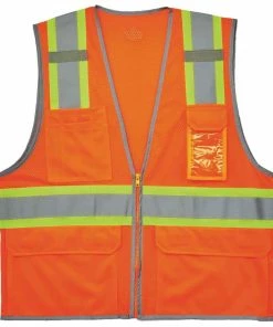 GloWear Safety Vests Large/X-Large Orange Polyester High Visibility Enhanced Visibility (Reflective) Safety Vest