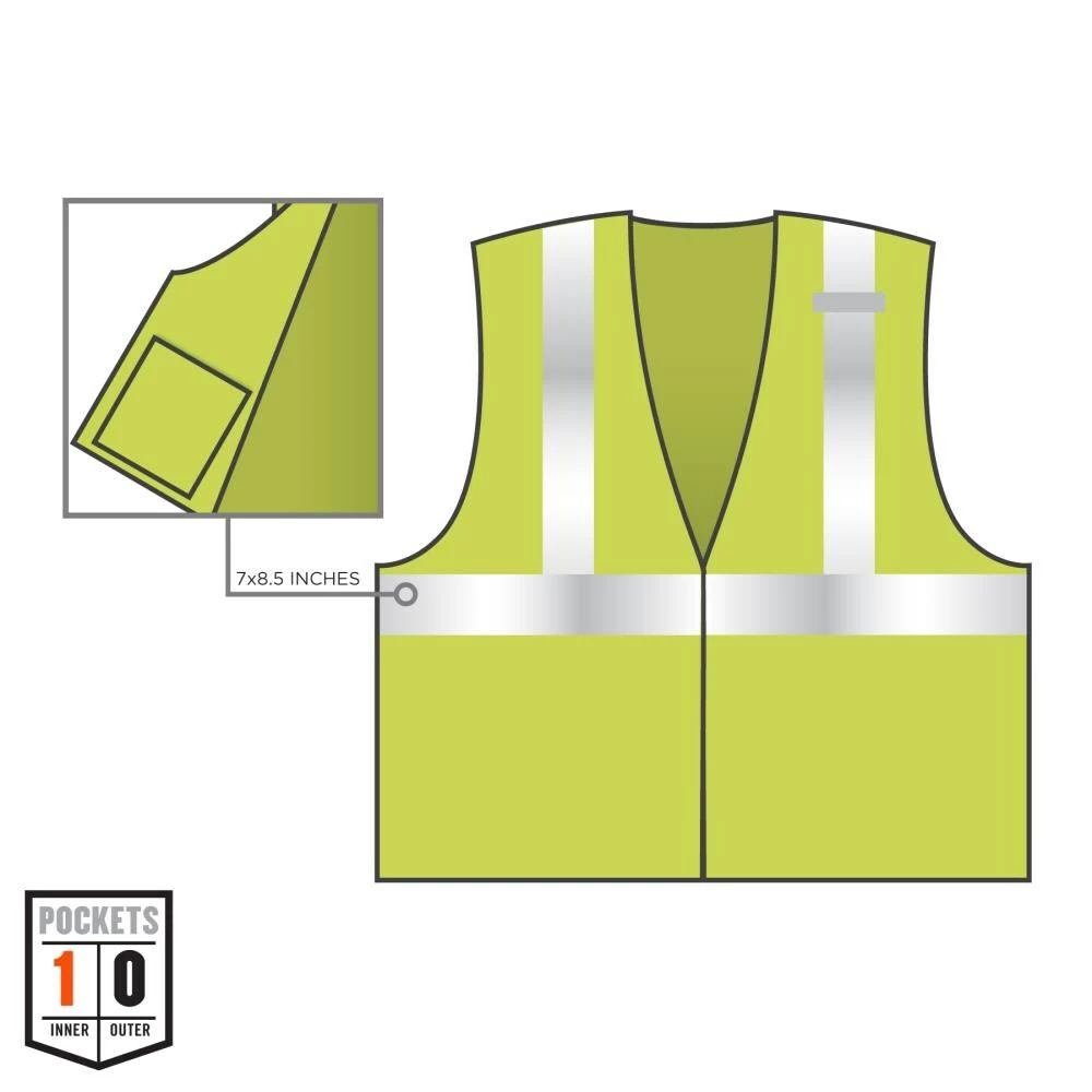 GloWear Safety Vests 2Xl/3Xl Green Polyester High Visibility Enhanced Visibility (Reflective) Safety Vest 4 GloWear Safety Vests 2Xl/3Xl Green Polyester High Visibility Enhanced Visibility (Reflective) Safety Vest - Image 4
