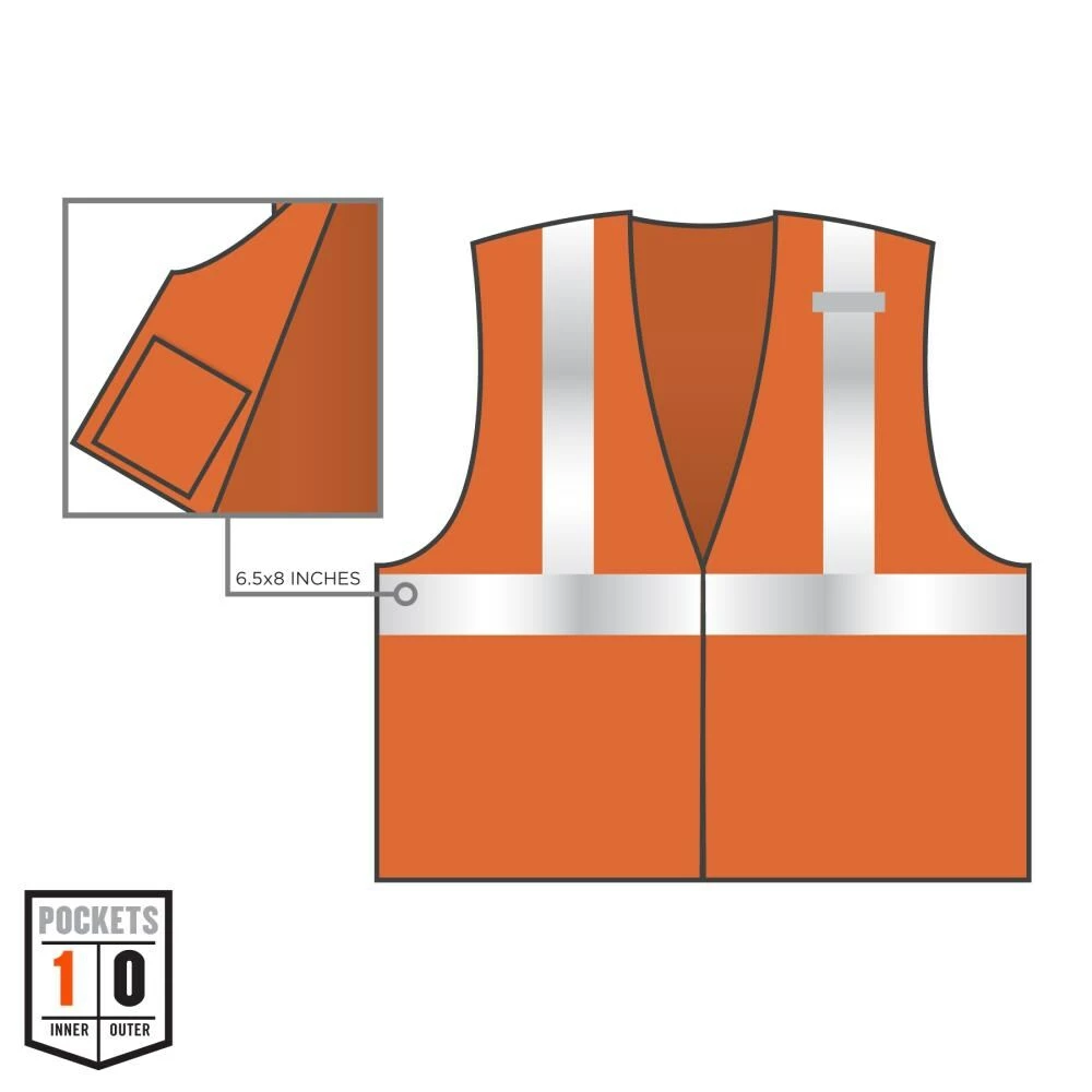 GloWear Safety Vests 2Xl/3Xl Orange Polyester High Visibility Enhanced Visibility (Reflective) Safety Vest 4 GloWear Safety Vests 2Xl/3Xl Orange Polyester High Visibility Enhanced Visibility (Reflective) Safety Vest - Image 4