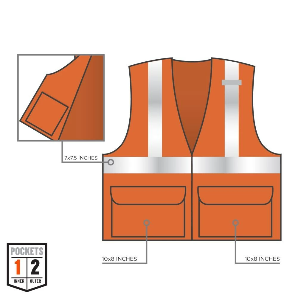 GloWear Safety Vests Small/Medium Orange Polyester High Visibility Enhanced Visibility (Reflective) Safety Vest 5 GloWear Safety Vests Small/Medium Orange Polyester High Visibility Enhanced Visibility (Reflective) Safety Vest - Image 5