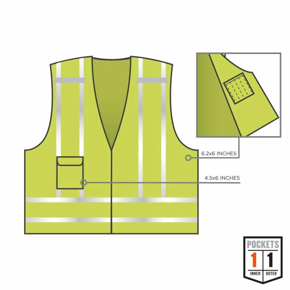 GloWear Safety Vests Xl/2Xl Green Polyester High Visibility Enhanced Visibility (Reflective) Safety Vest 4 GloWear Safety Vests Xl/2Xl Green Polyester High Visibility Enhanced Visibility (Reflective) Safety Vest - Image 4