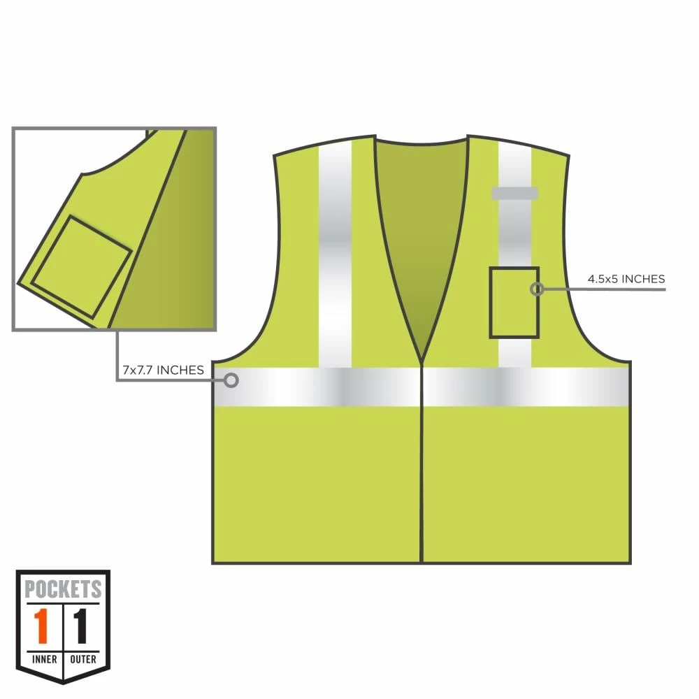 GloWear Safety Vests 2Xl/3Xl Green Polyester High Visibility Enhanced Visibility (Reflective) Safety Vest 5 GloWear Safety Vests 2Xl/3Xl Green Polyester High Visibility Enhanced Visibility (Reflective) Safety Vest - Image 5