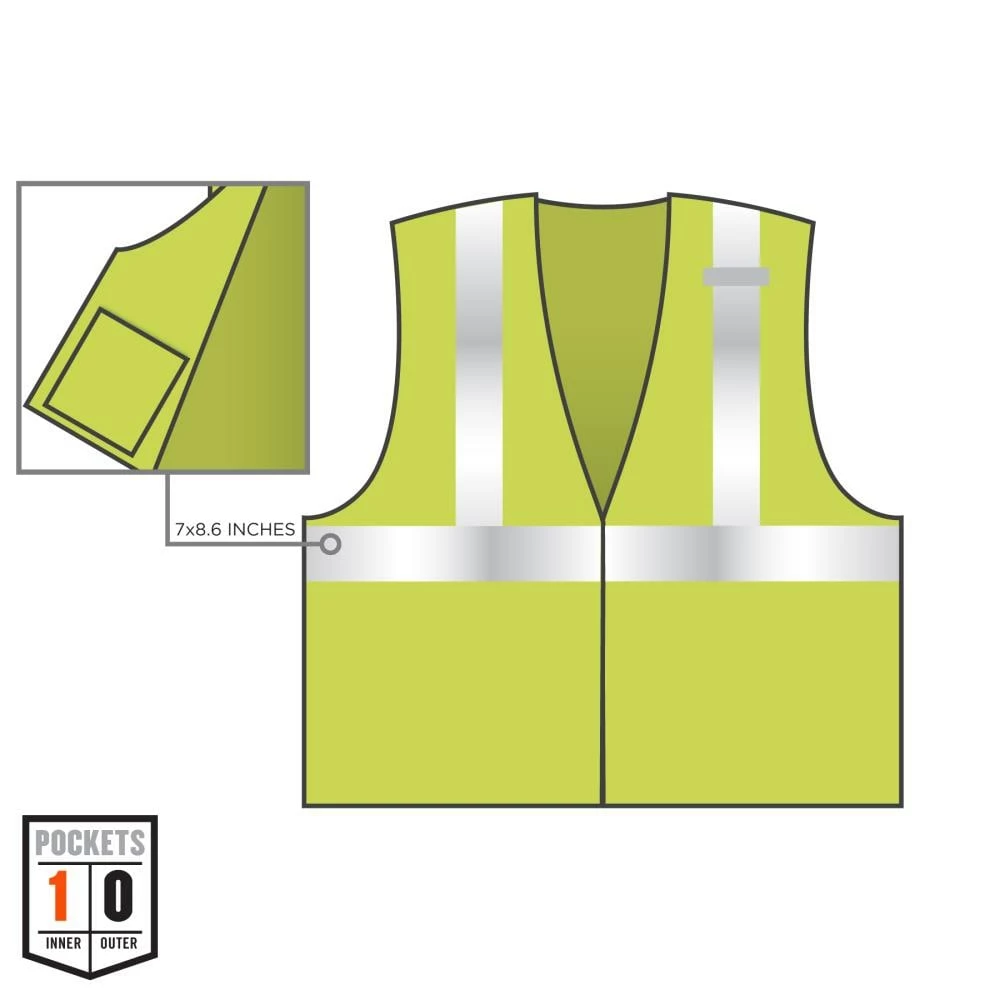 GloWear Safety Vests 2Xl/3Xl Green Polyester High Visibility Enhanced Visibility (Reflective) Safety Vest 4 GloWear Safety Vests 2Xl/3Xl Green Polyester High Visibility Enhanced Visibility (Reflective) Safety Vest - Image 4