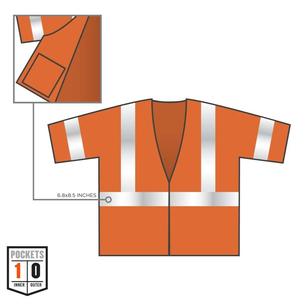 GloWear Safety Vests 2Xl/3Xl Orange Polyester High Visibility Enhanced Visibility (Reflective) Safety Vest 3 GloWear Safety Vests 2Xl/3Xl Orange Polyester High Visibility Enhanced Visibility (Reflective) Safety Vest - Image 3
